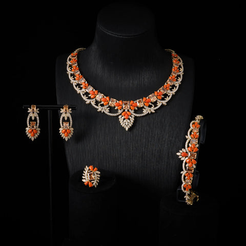 INJEWELIFE Turquoise Colors Cubic Zirconia Amethyst Jewelry Sets for Women Wedding Accessories Elegant Bridal Jewellery