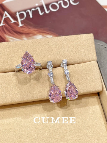 CUMEE large carat Pear artificial pink gemstone