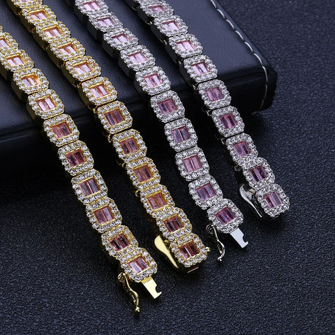 Hip Hop 8mm Square Diamond  Bracelet