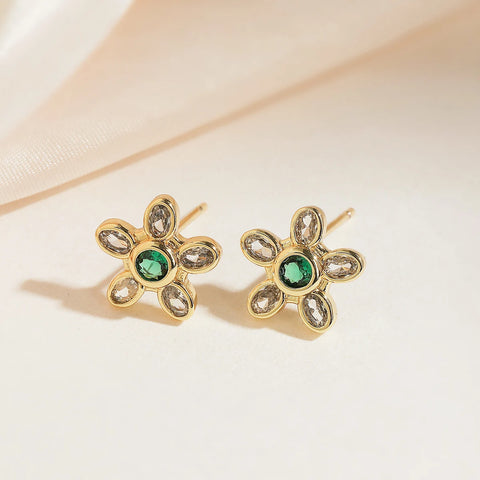 NEWBUY Delicate Gold Color Cute Flower Stud Earrings