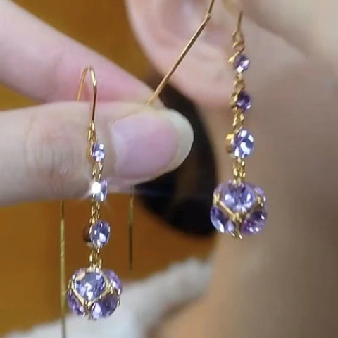Luxury Purple Crystal Geometric Earrings