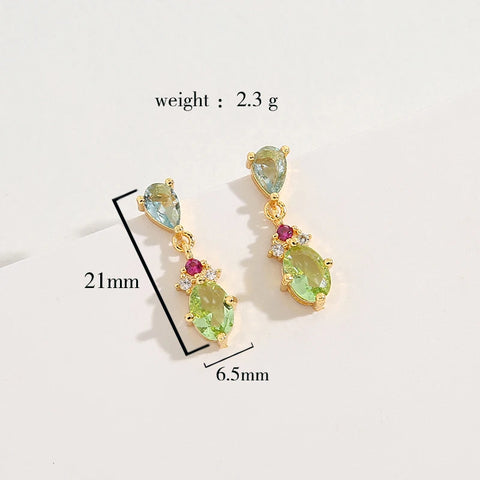1Pair Good Quality Gold Color Olive Green Zircon