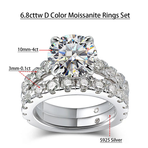 Serenity 1.4cttw D Color VVS1 Moissanite Row Rings