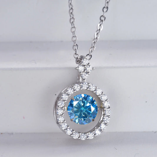 JoyceJelly 1CT Moissanite Diamond Necklace S925 Sterling Silver Beating Heart Pendant Clavicle Chain VVS D Color 3EX Cut Round