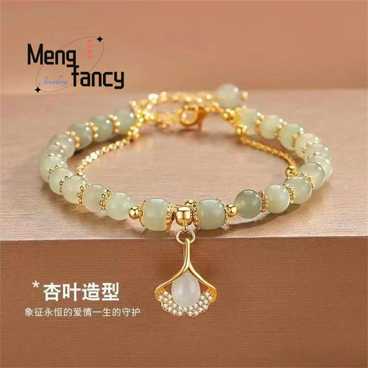 Natural Hetian Jasper Three Lifetimes Bracelet