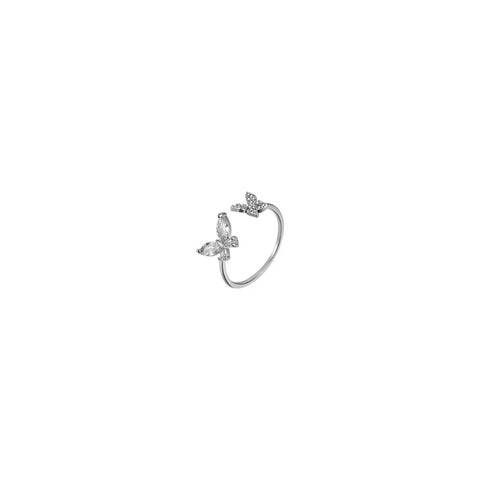 Fashion Adjustable Open Acrylic Crystal Butterfly Ring