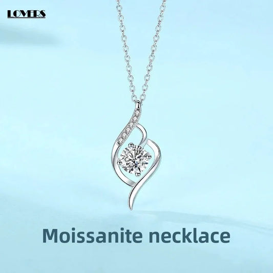 Elegant Simplicity Women's Necklace With Moissanite Stone Elegant Silver Jewelry Gift For Women New Arrival Special Offer
