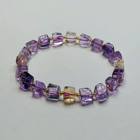 آatural amethyst citrine with shape cube bracelet