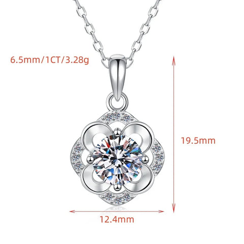 JECIRCON 1CT Moissanite Pendant Necklace for Women Light Luxury Fashionable 925 Sterling Silver Collarbone Chain Durable Jewelry