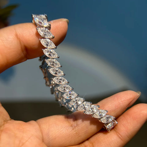 BXINY Luxury Marquise Cut All Moissanite Tennis Bracelet