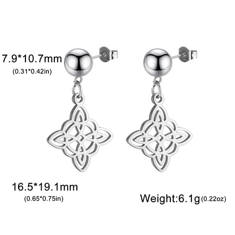 Irish Witch Knot Pendant Earrings Stainless Steel