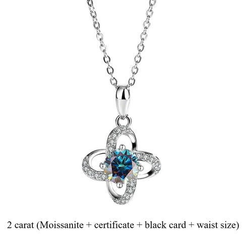 2025 New s925 sterling silver light luxury clover silver pendant Moissanite necklace is a classic and fashionable gift for women