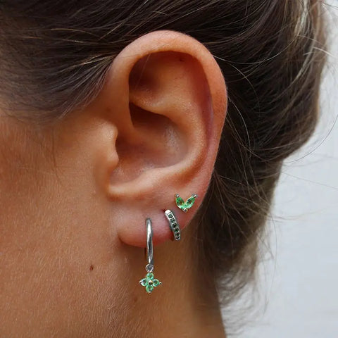 Cubic Zirconia Chain Hoop Earring