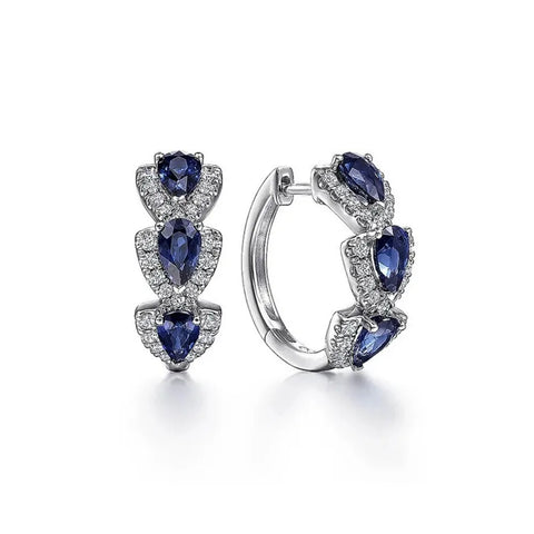 lue Cubic Zirconia Hoop Earrings