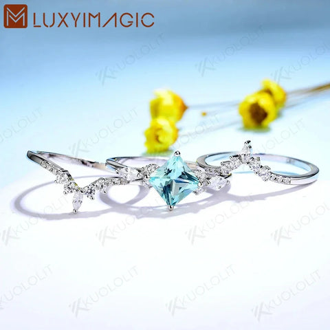Luxyimagic Bluish Emerald Gemstone Ring