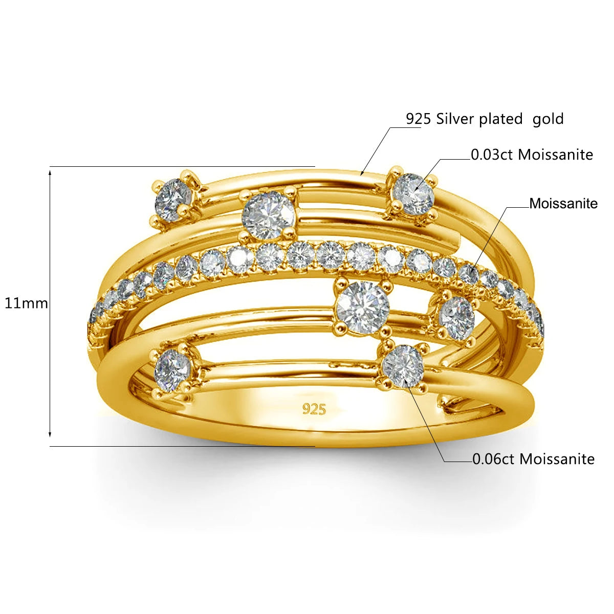 Szjinao Brand Trendy  Moissanite Ring - BOLEVARD RING