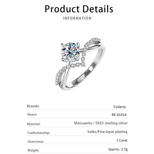 Pass Diamond Test D Color 1 Carat Moissanite Wedding Ring