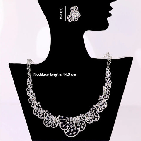 Graceful 2Pcs White CZ Zircon Necklace Set Brides High Quality Fine Jewelry Women  Wedding Engagement Accessory
