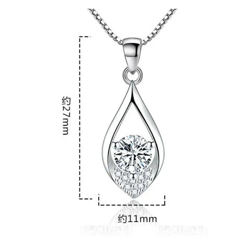 925 Sterling Silver Moissanite 1 Carat Water Drop Necklace