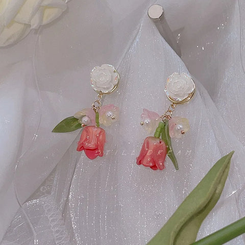 Flower Butterfly Stud: Bling Crystal Studs.