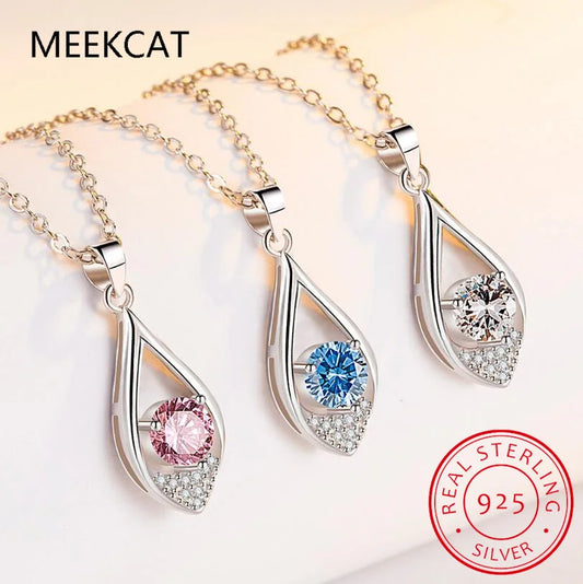 925 Sterling Silver Moissanite 1 Carat Water Drop Necklace