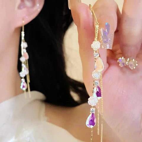 New Blue Heart Shaped Zircon Earrings