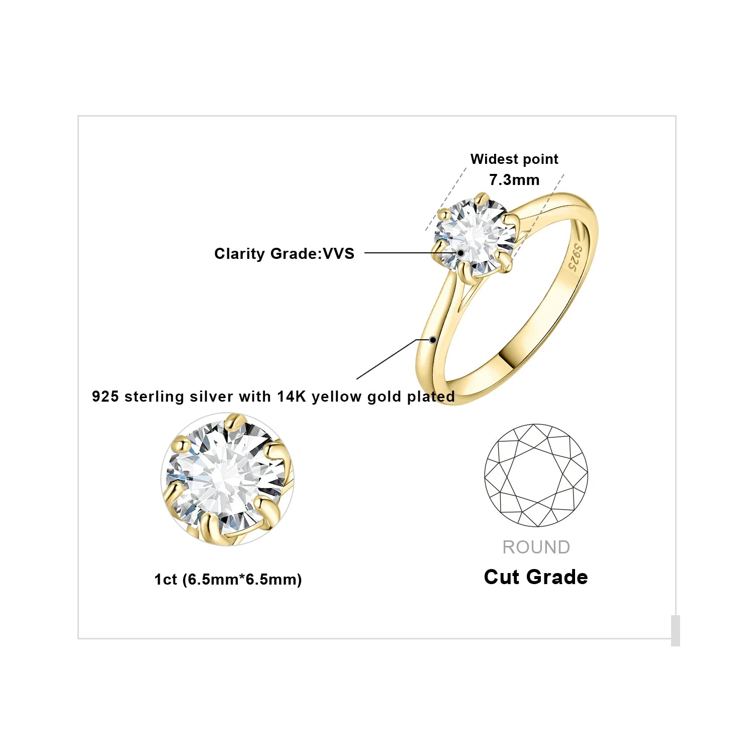 JewelryPalace Moissanite D Color 0.5ct 1ct 1.5ct 2ct Round Cut - BOLEVARD RING