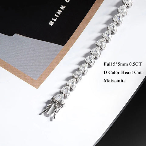 Heart Cut Moissanite Tennis Bracelet