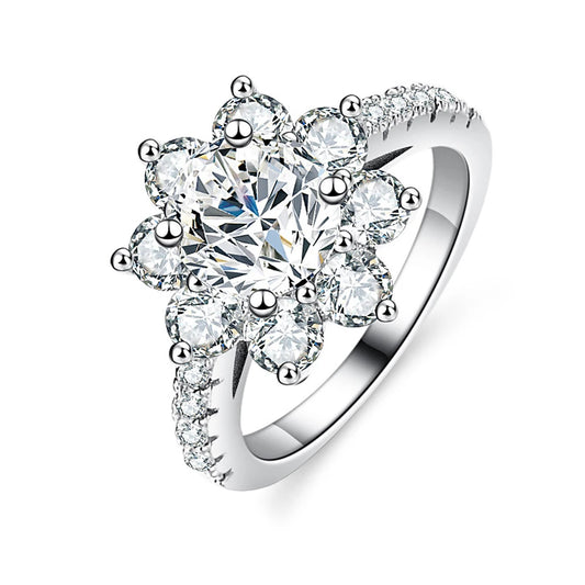 1-3CT VVS Snowflower Moissanite Engagement Ring