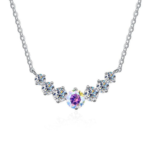 JoyceJelly 5 Moissanite stones Necklace For Women Wedding Jewely with GRA Certified 925 Sterling Sliver Plated 18k White Gold