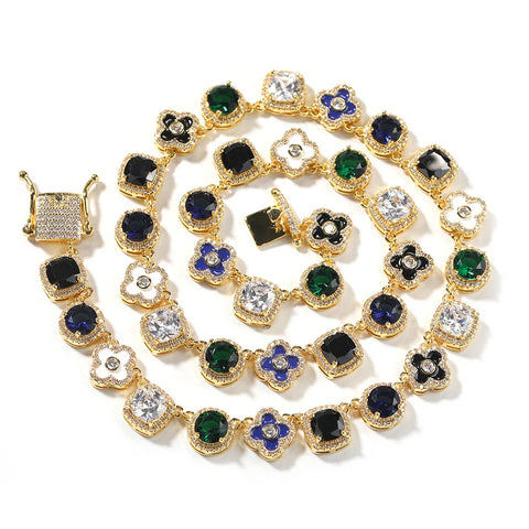 Uwin Square Colored Zircon Necklace