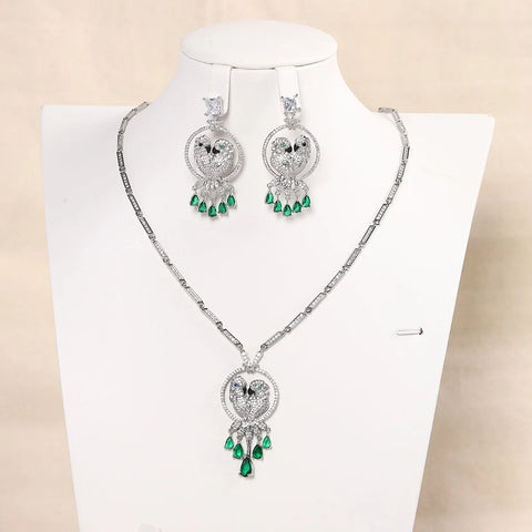 Women Exaggerated Luxury Zircon Parrot Necklace Earrings Set 2025