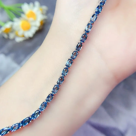 Blue Topaz Silver 925 Tennise Bracelet