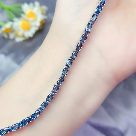 Blue Topaz Silver 925 Tennise Bracelet