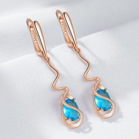 Kinel Hot Simple Romantic Blue Natural Zircon Dangle Earrings