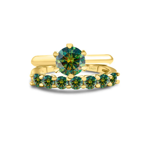 Total 1.7 carat moissantie ring set