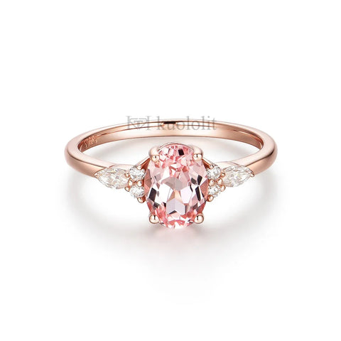 Kuololit Oval Lab-Grown Sapphire Moissanite Ring