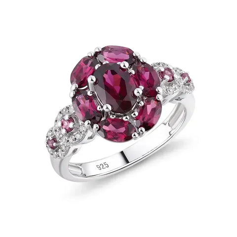 GZ ZONGFA Purple Rhodolite Garnet Halo Rings