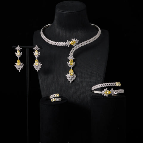 240905 Cuff Necklace Set for Women Bridal Wedding Party Cubic Zirconia  Jewelry Sets For Wedding Party Dress Suits Jewelry set