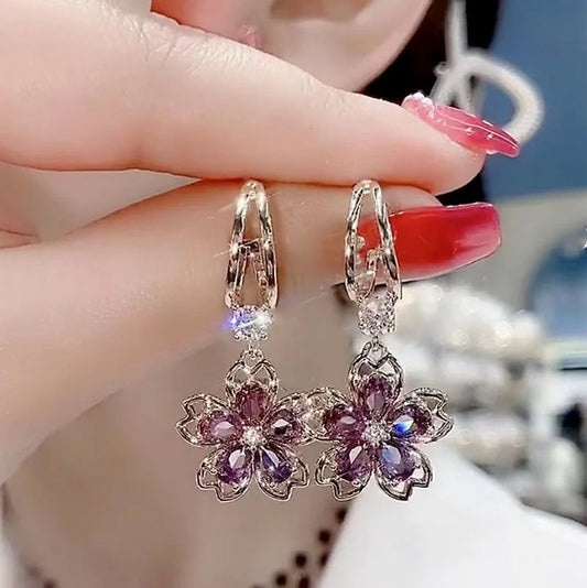Vintage Elegant Purple Crystal Flower