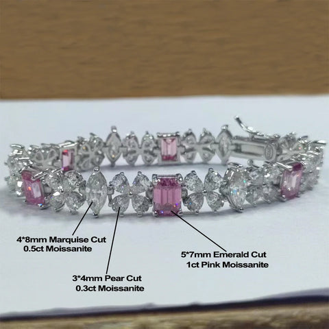 D Color Full Moissanite Diamond Tennis Bracelet