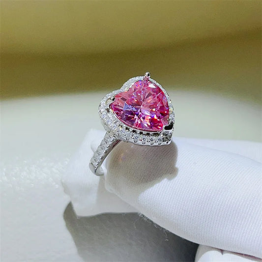 Carat Purple Pink Heart Moissanite Ring