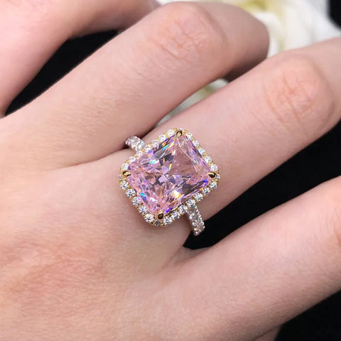 Original 5CT Pink Zircon Ring S925 Sterling Silver