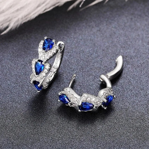 lue Cubic Zirconia Hoop Earrings