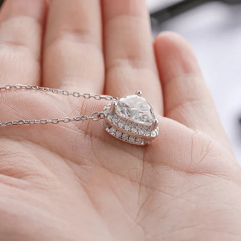 1/2/3/4ct Heart Cut Full Moissanite Diamond Pendant Necklace for Women 925 Sterling Silver Wedding Neck Chain with GRA Certified