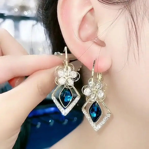 Luxury Purple Crystal Geometric Earrings