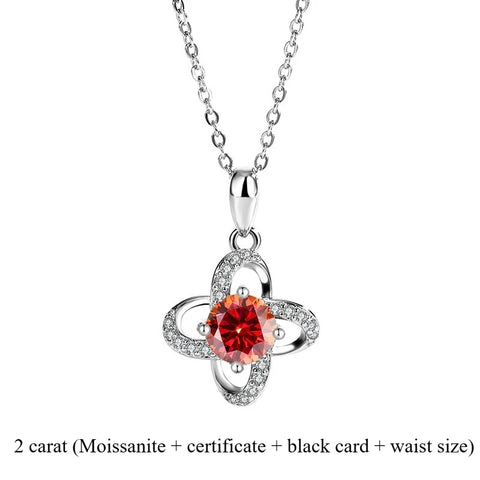2025 New s925 sterling silver light luxury clover silver pendant Moissanite necklace is a classic and fashionable gift for women