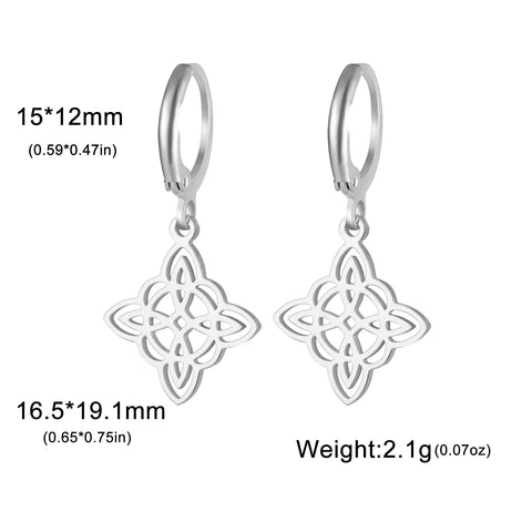Irish Witch Knot Pendant Earrings Stainless Steel