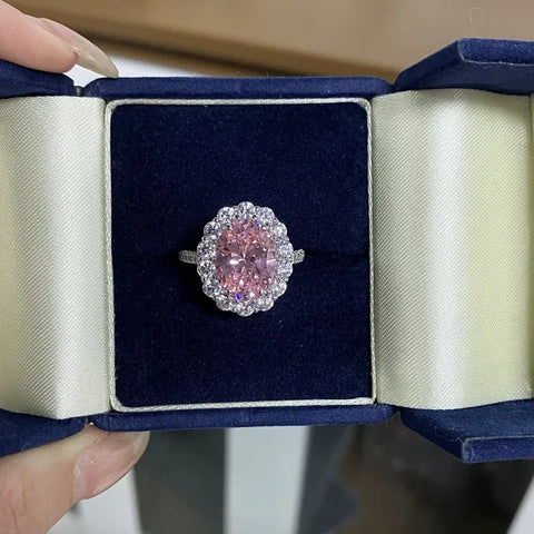 Luxury white gold solid platinum PT950 women's diamond ring