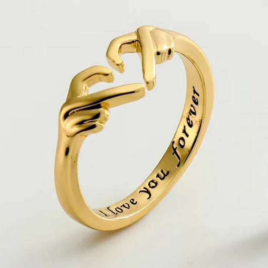 Romantic Heart Hand Hug Ring